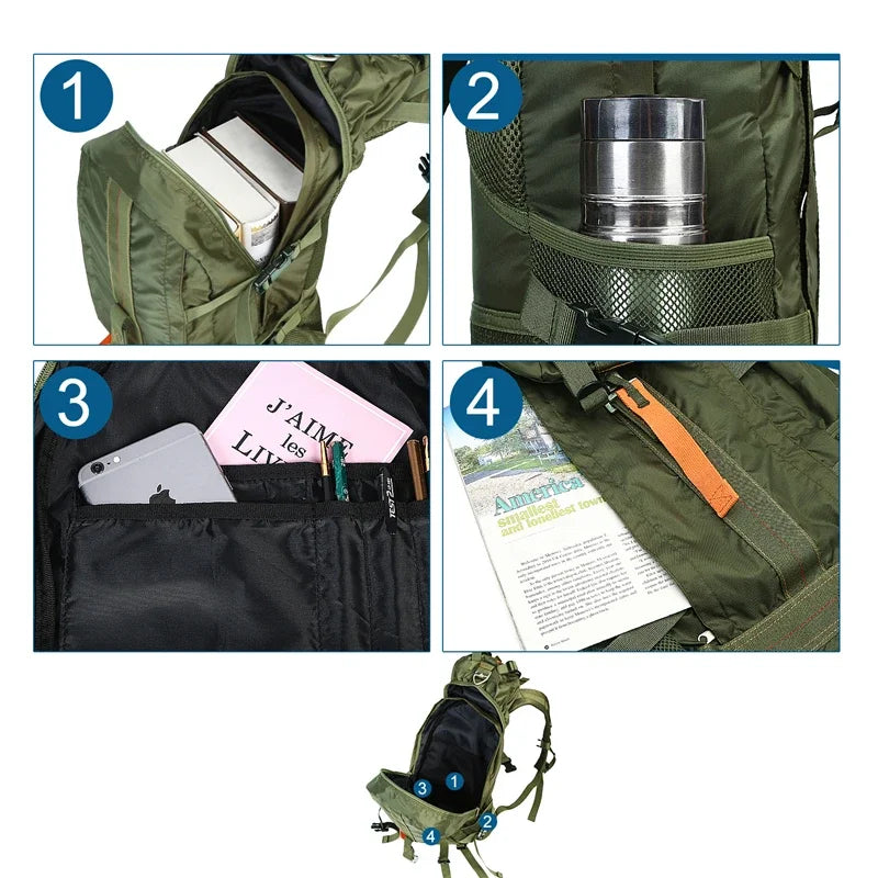 LQARMY Lightweight Hiking Backpack For Trekking And Camping Trips