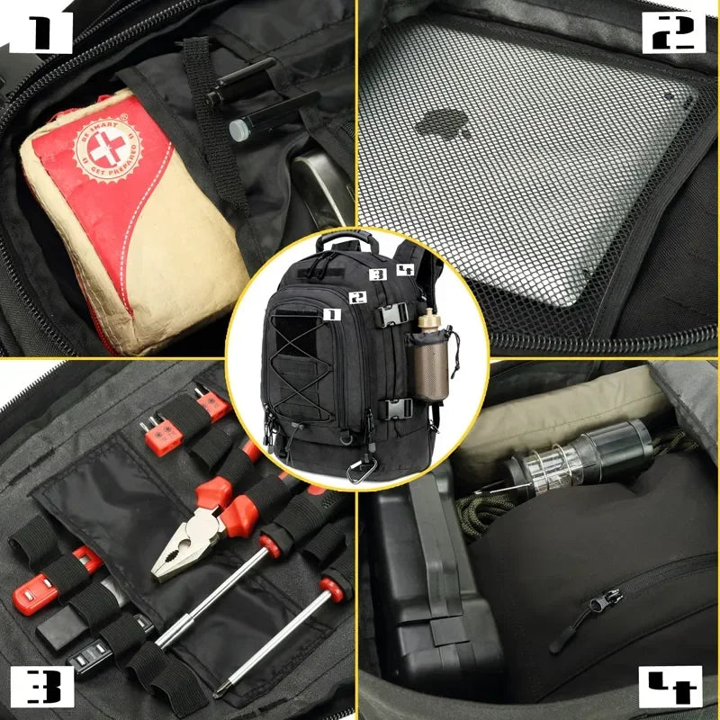 Water Resistant Nylon Tactical Backpack For Outdoor Hiking And Travel
