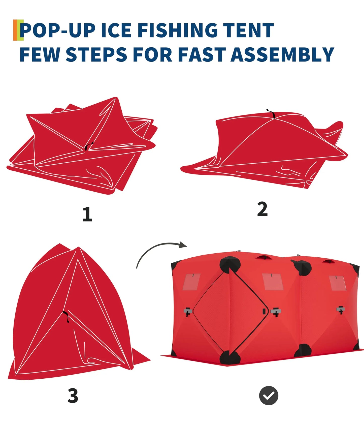 Pop Up Ice Fishing Shelter Insulated Hub Style Windproof Tent
