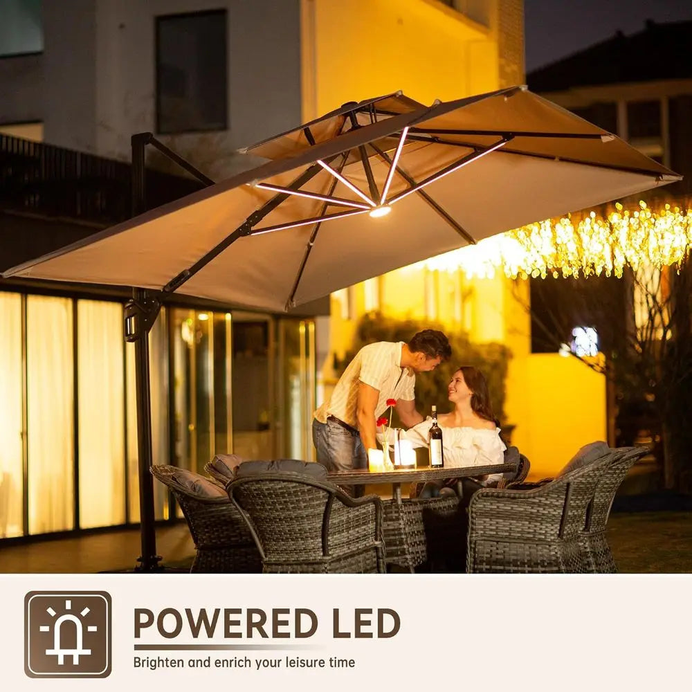 Cantilever Patio Umbrella With Base Included, 360 Rotation