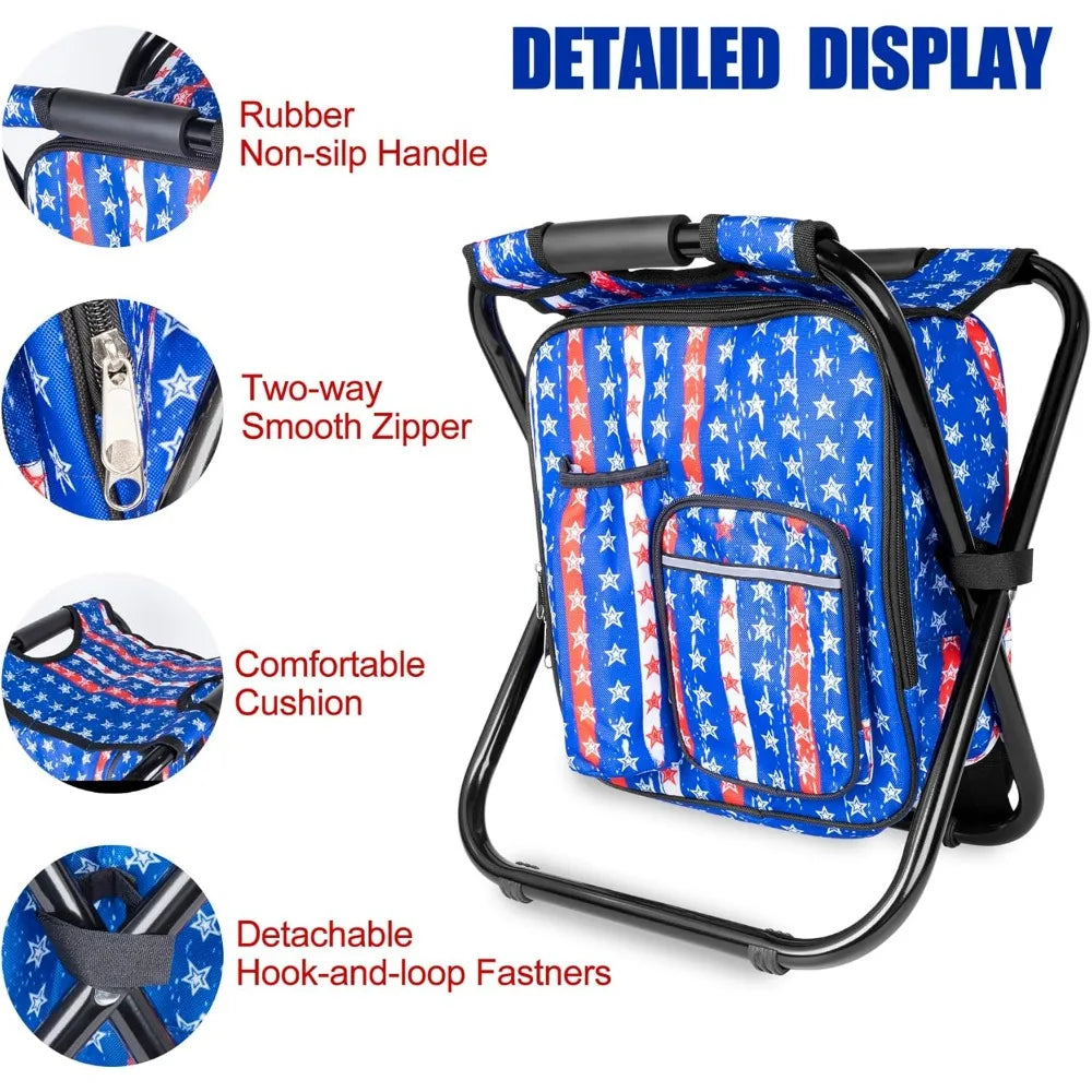 NBVCX Heavy Duty Folding Cooler Backpack Stool For Camping