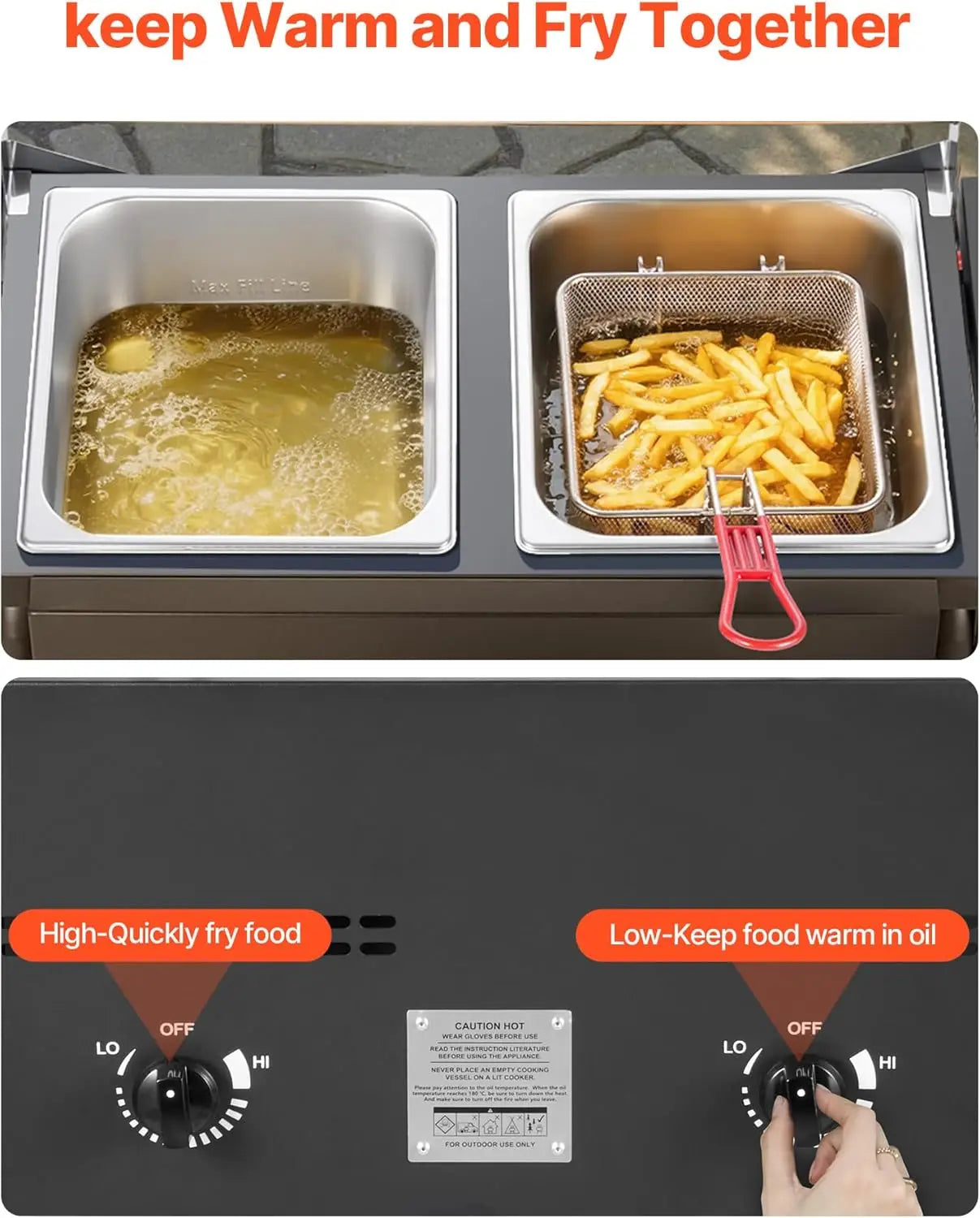 Outdoor Propane Deep Fryer With Double Burners Stainless Steel