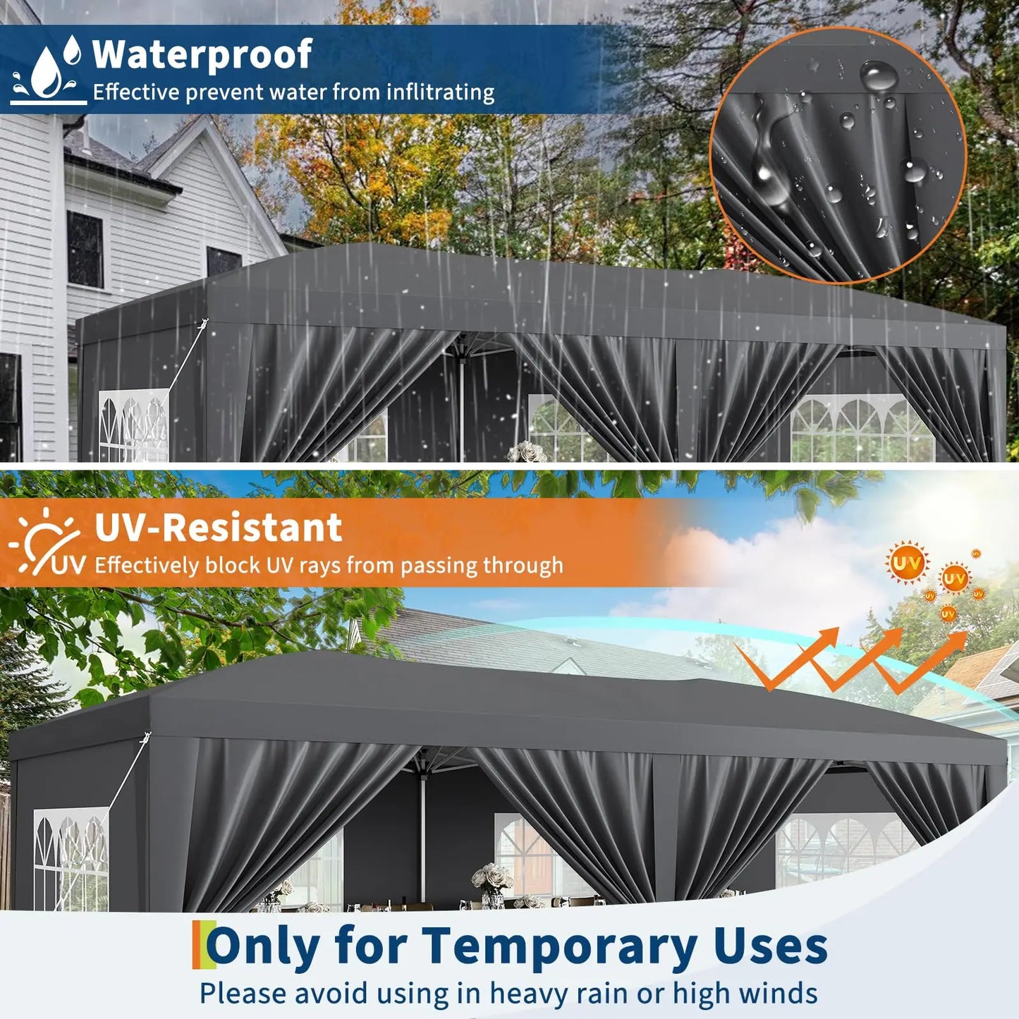 HiMISS Heavy Duty Commercial Canopy Tent With Sidewalls