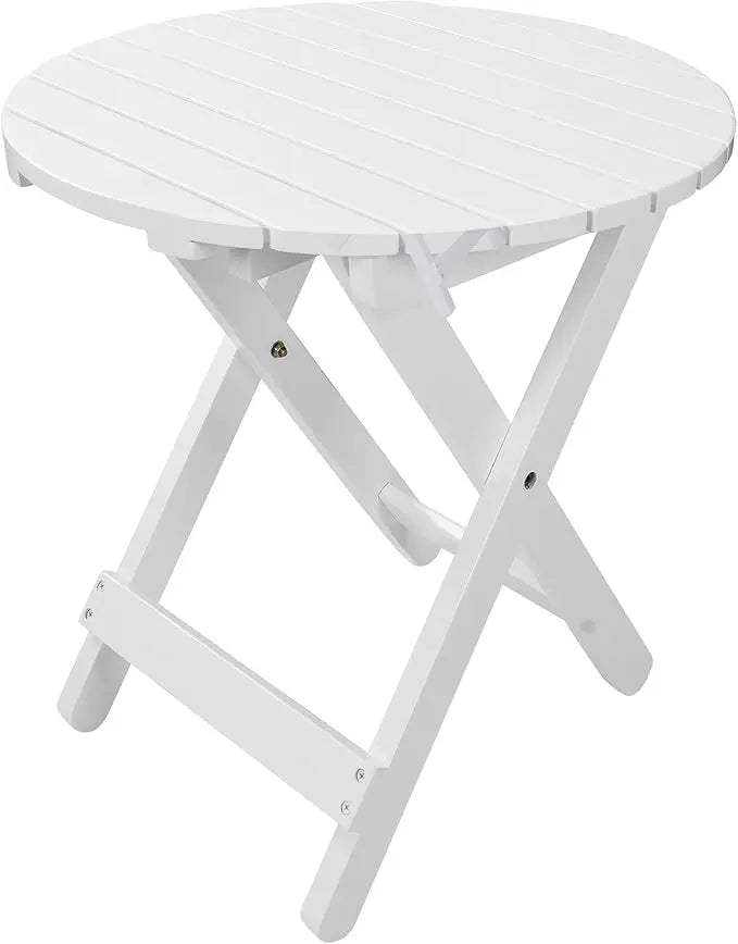 XIUWO Outdoor Round Wood Patio Side Table Folding End Table