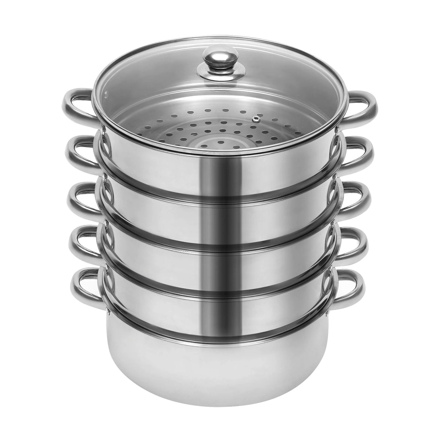 Stainless Steel Steamer Pot 5-Tier With Lid And Handles