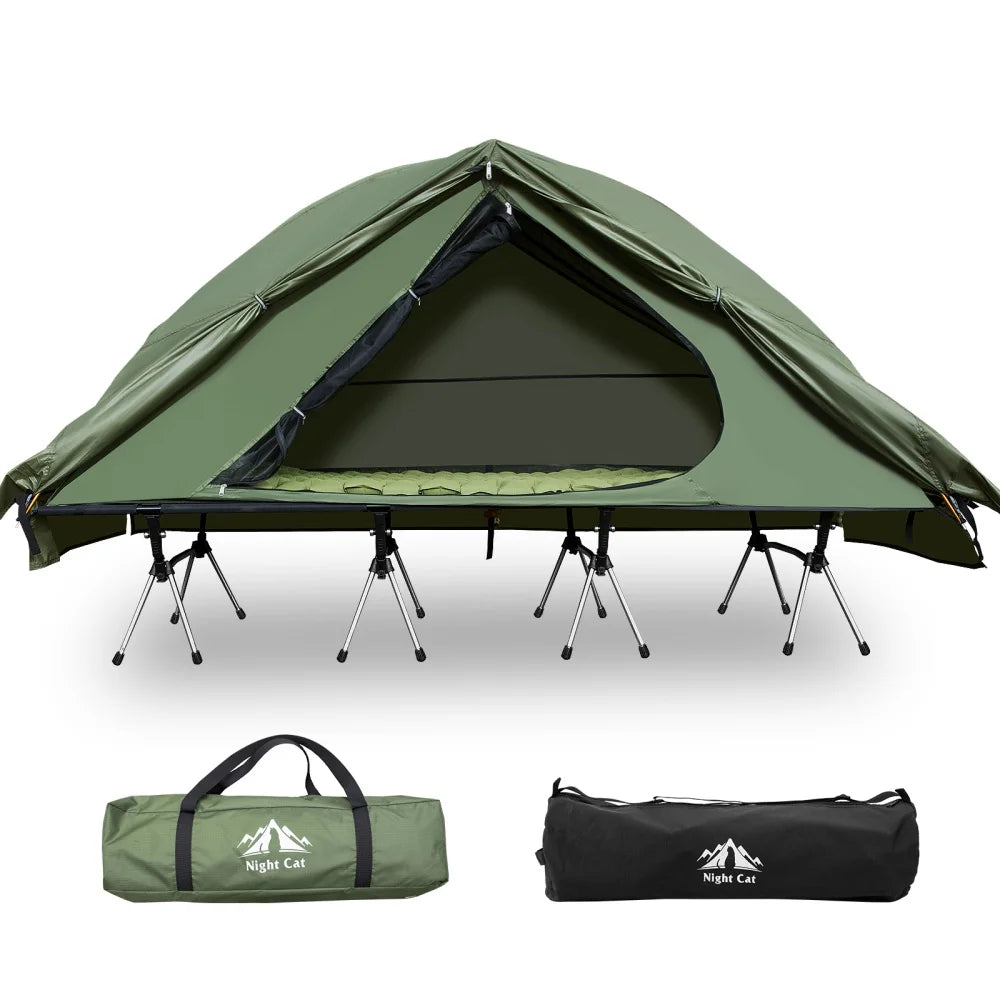 Night Cat Elevated Camping Cot Tent With Sixteen Legs
