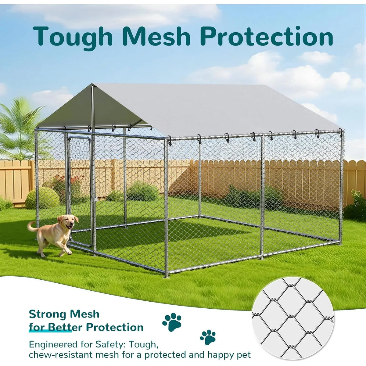 XIUWO Heavy Duty Outdoor Dog Kennel With Lockable Weatherproof Cover