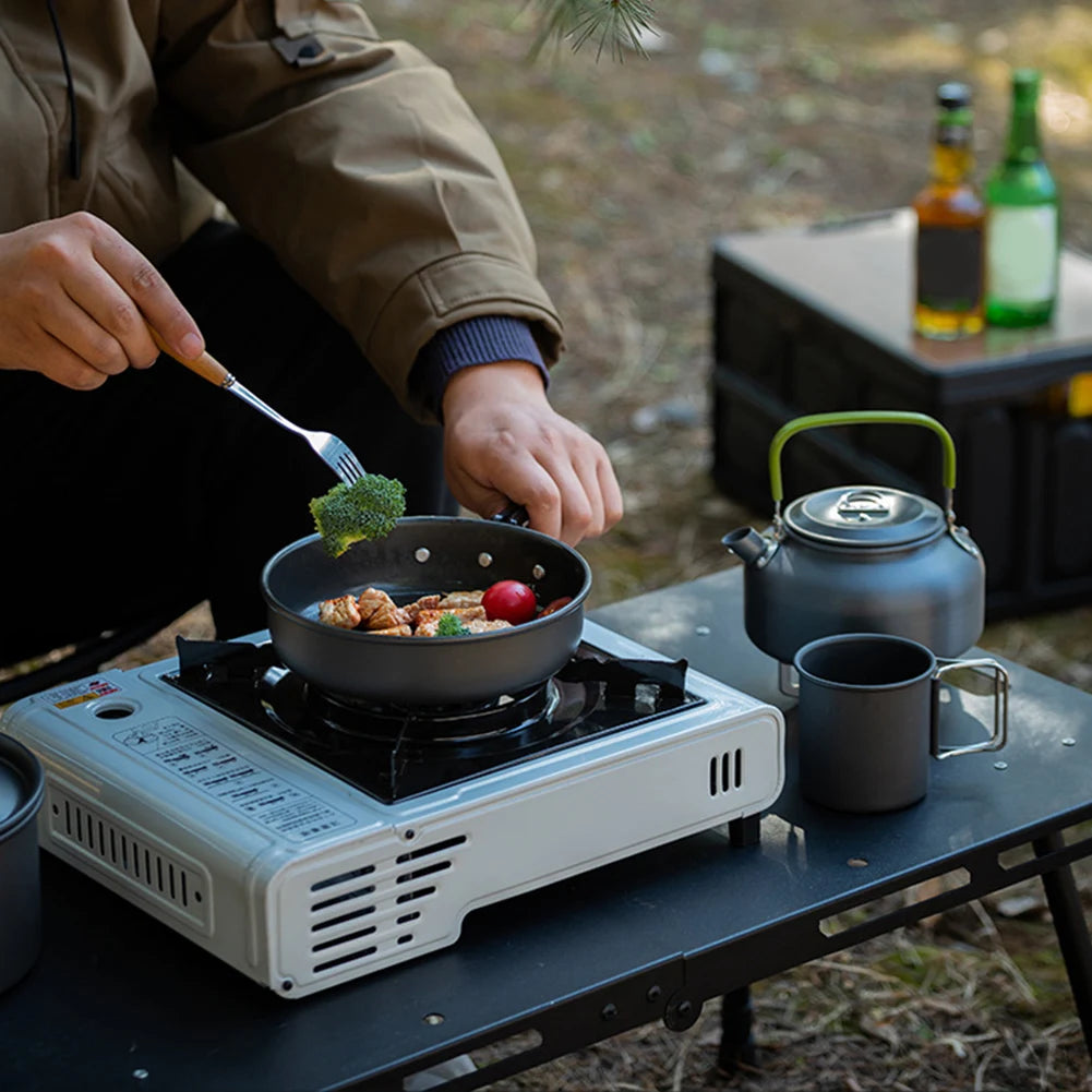 APWIKOGER 3 Piece Camping Cookware Set Portable Pot Pan Kettle