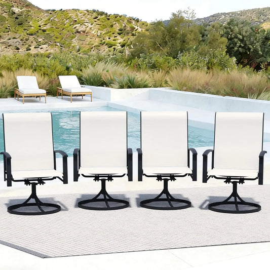 Patio Swivel Chairs Set Of 4 With Breathable Mesh Seats
