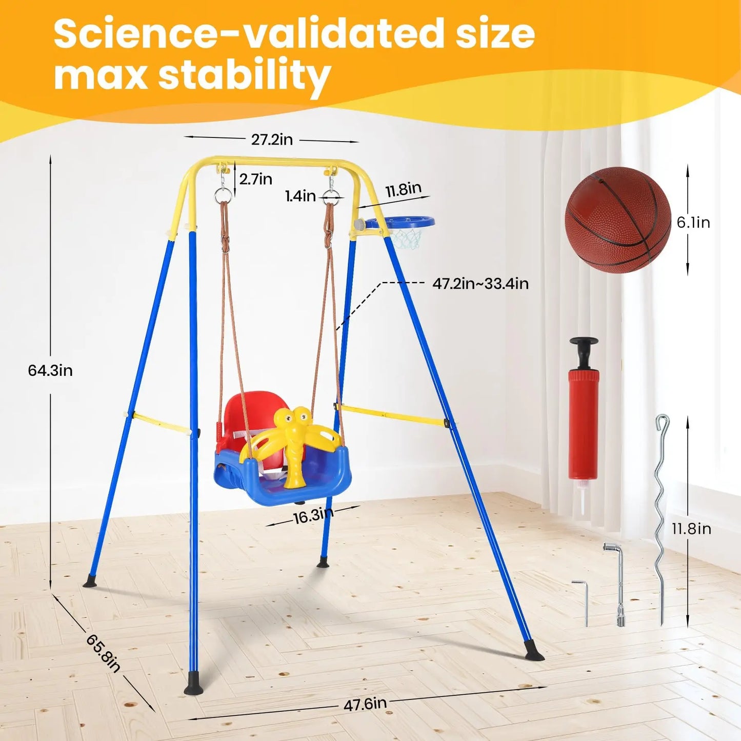 TWISTER.CK 4-in-1 Toddler Swing Set With Basketball Hoop