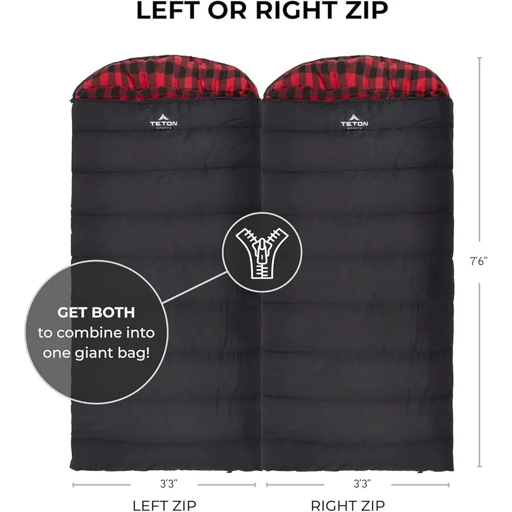 Family Cold Weather Sleeping Bag For Camping With Compression Sack