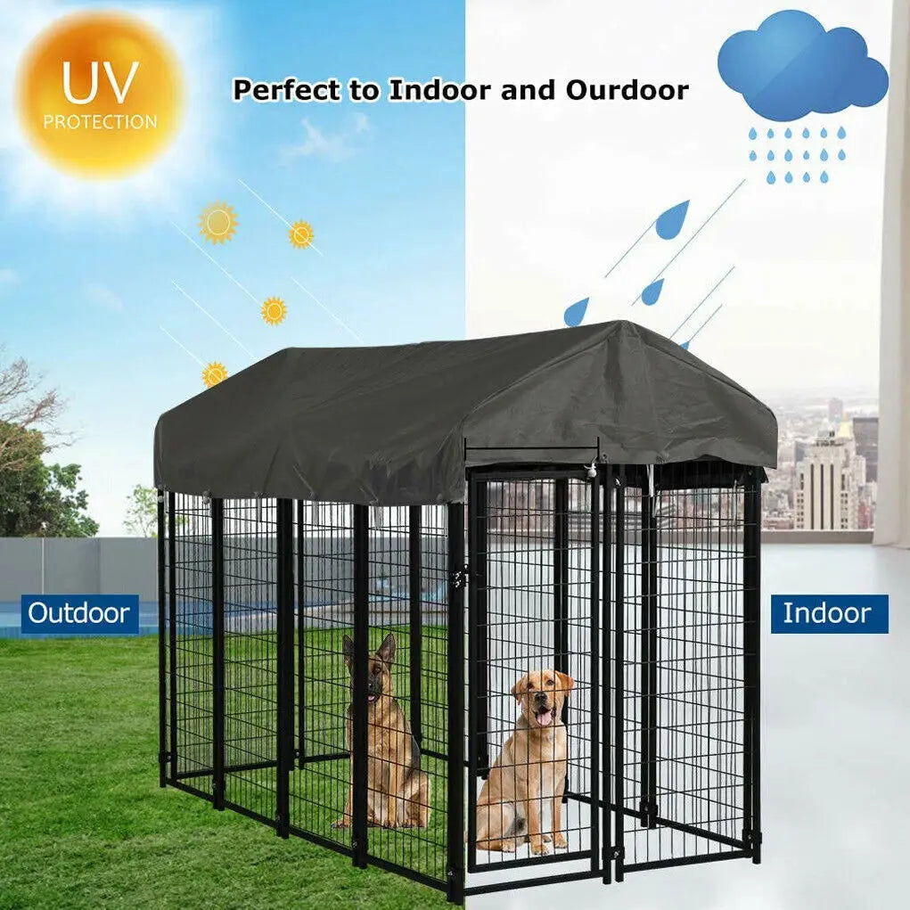 Outdoor Dog Kennel Enclosure With Roof And Secure Playpen