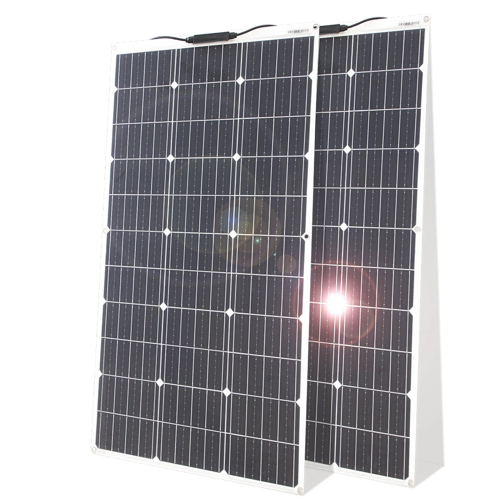 Asunerge 12V Flexible Solar Panel Kit 100W Monocrystalline Waterproof Controller