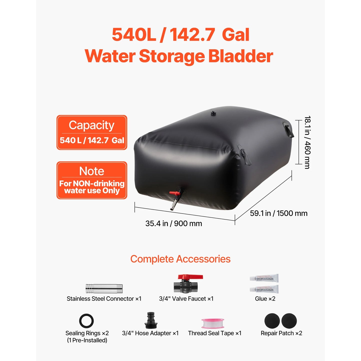SucceBuy Water Storage Bladder TPU Portable Collapsible Water Bag