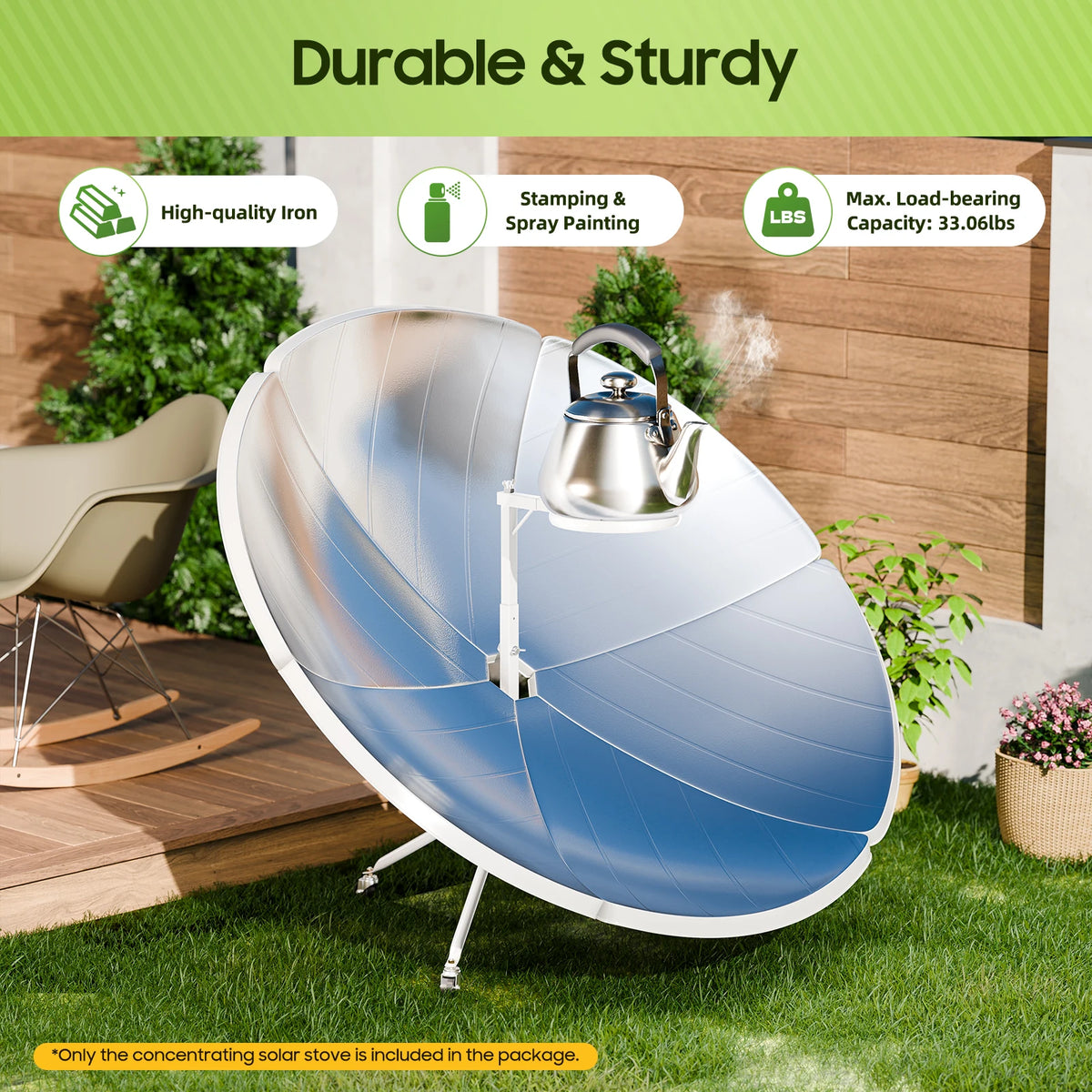 Portable Parabolic Solar Cooker for Camping and Outdoor Cooking