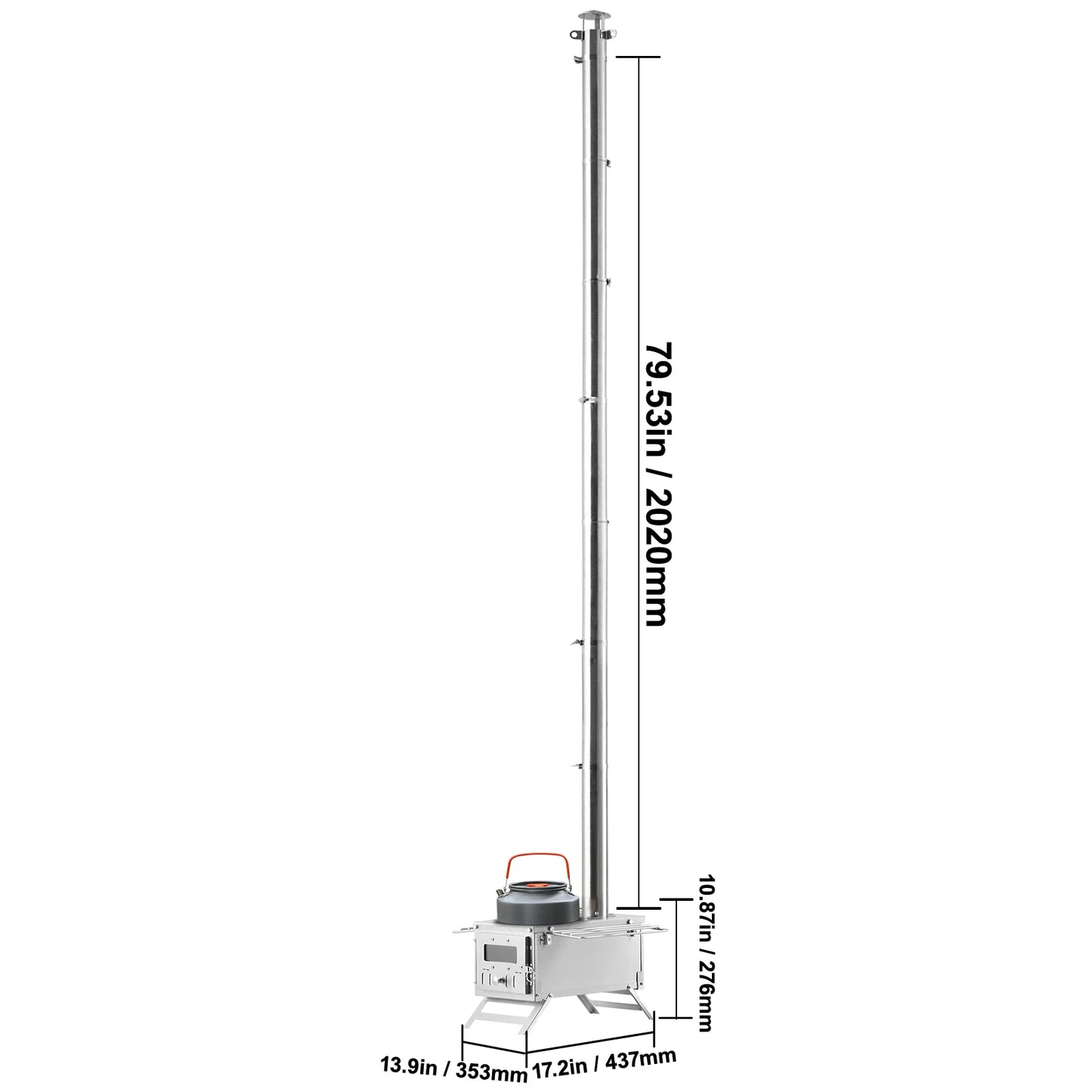 Portable Camping Wood Stove With Chimney Pipes And Firebox