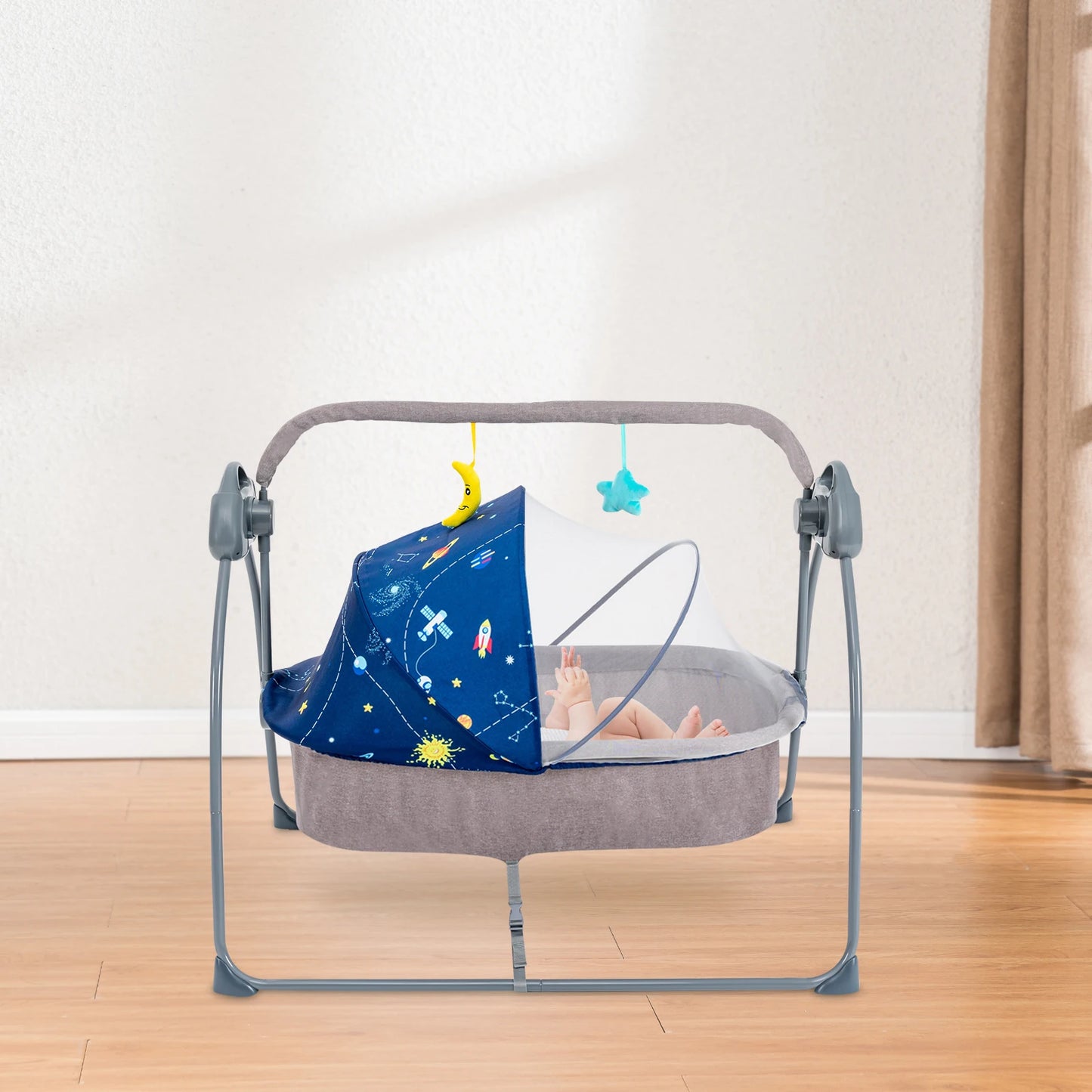 Bymaocar Electric Baby Cradle Swing With Remote Control 5 Speeds