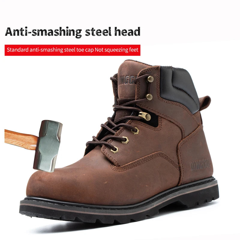 Steel Toe Safety Boots For Men Anti Puncture Work Protection