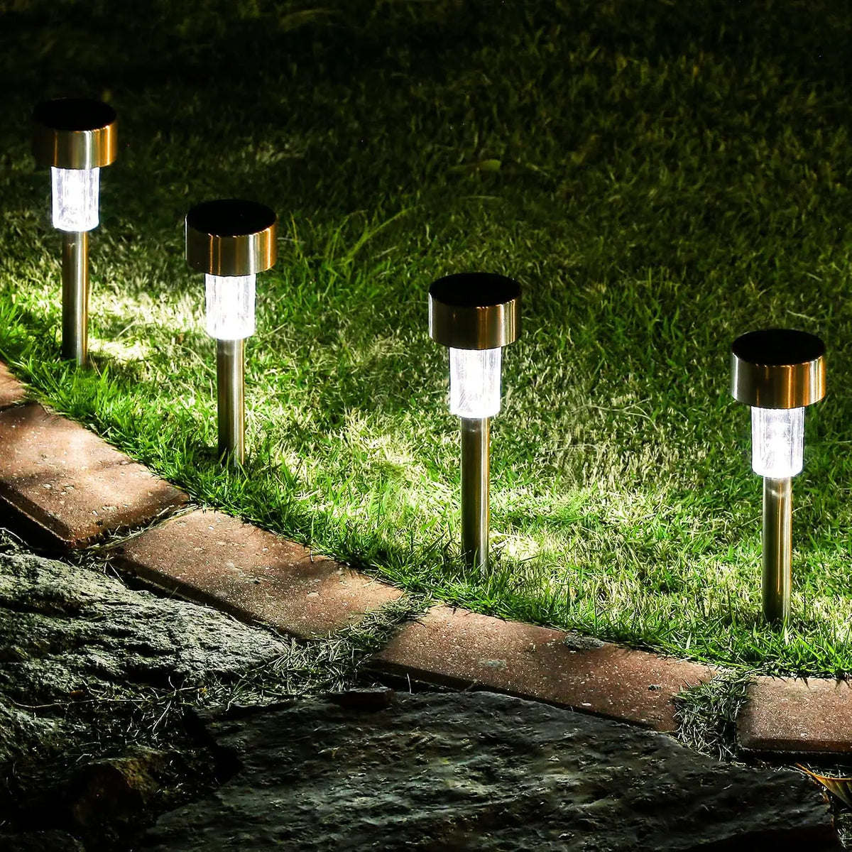 Stainless Steel Solar Garden Lights Waterproof Outdoor LED Pathway Lamps