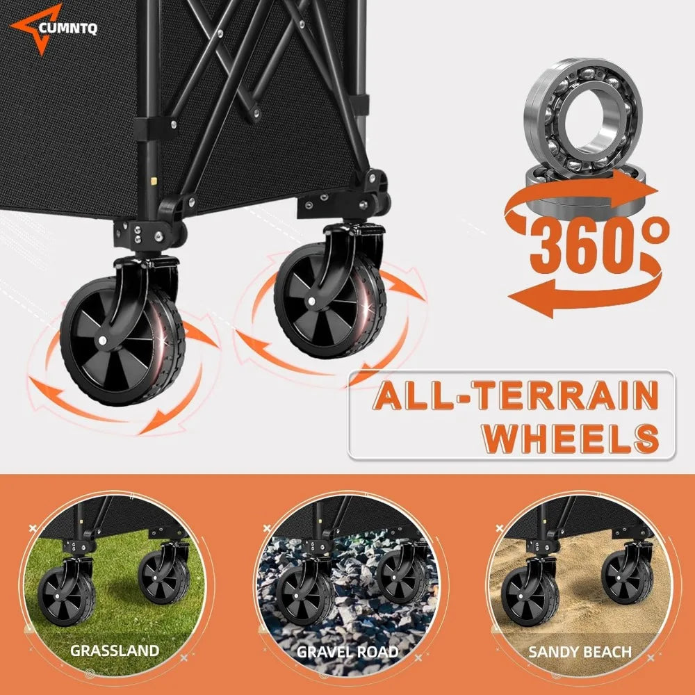 NBVCX Foldable Utility Wagon 350Lb All Terrain Collapsible Cart