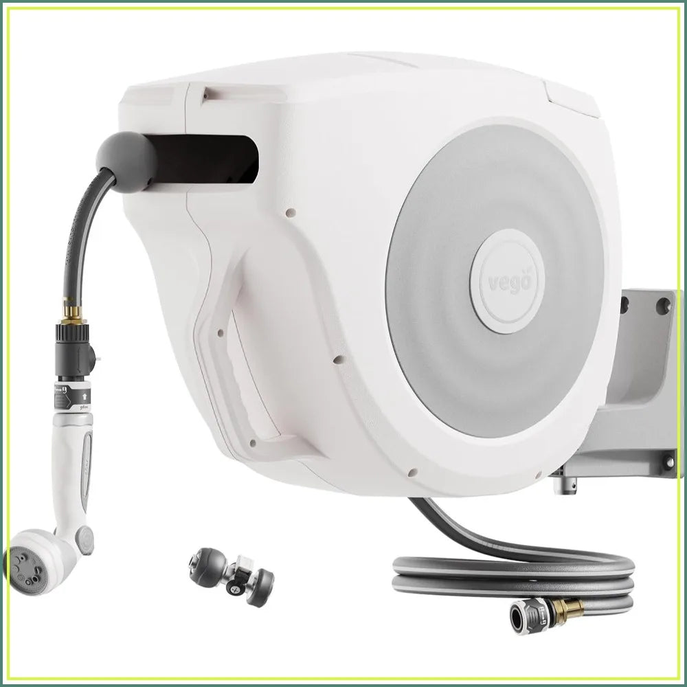 Retractable Hose Reel Wall Mount With Auto Rewind 9Pattern Nozzle