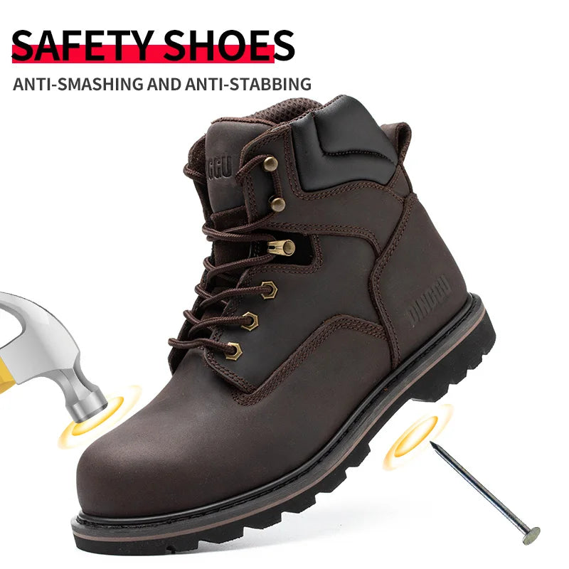 Steel Toe Safety Boots For Men Anti Puncture Work Protection