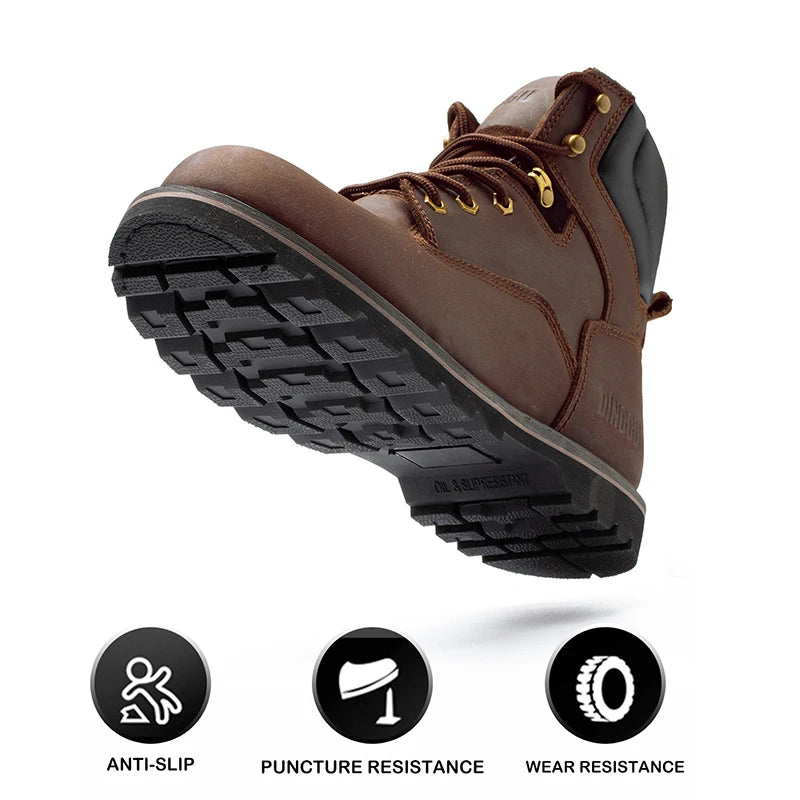 Steel Toe Safety Boots For Men Anti Puncture Work Protection
