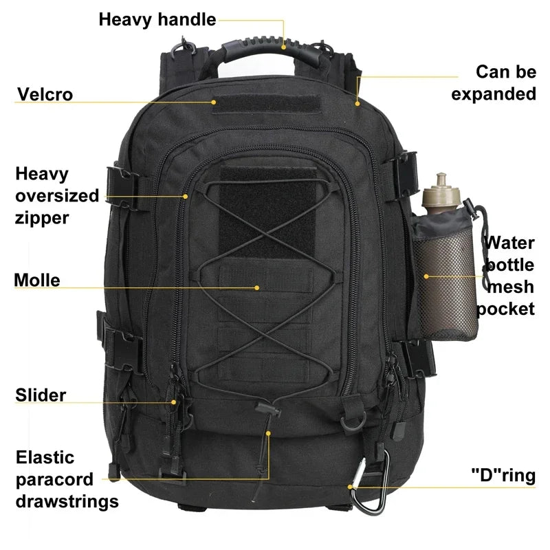 Water Resistant Nylon Tactical Backpack For Outdoor Hiking And Travel