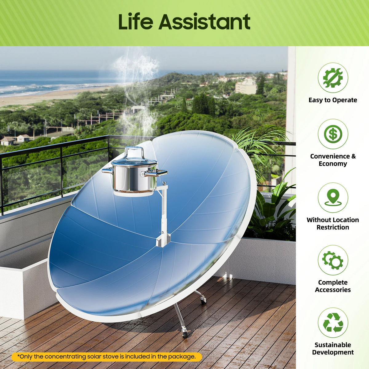 Portable Parabolic Solar Cooker for Camping and Outdoor Cooking