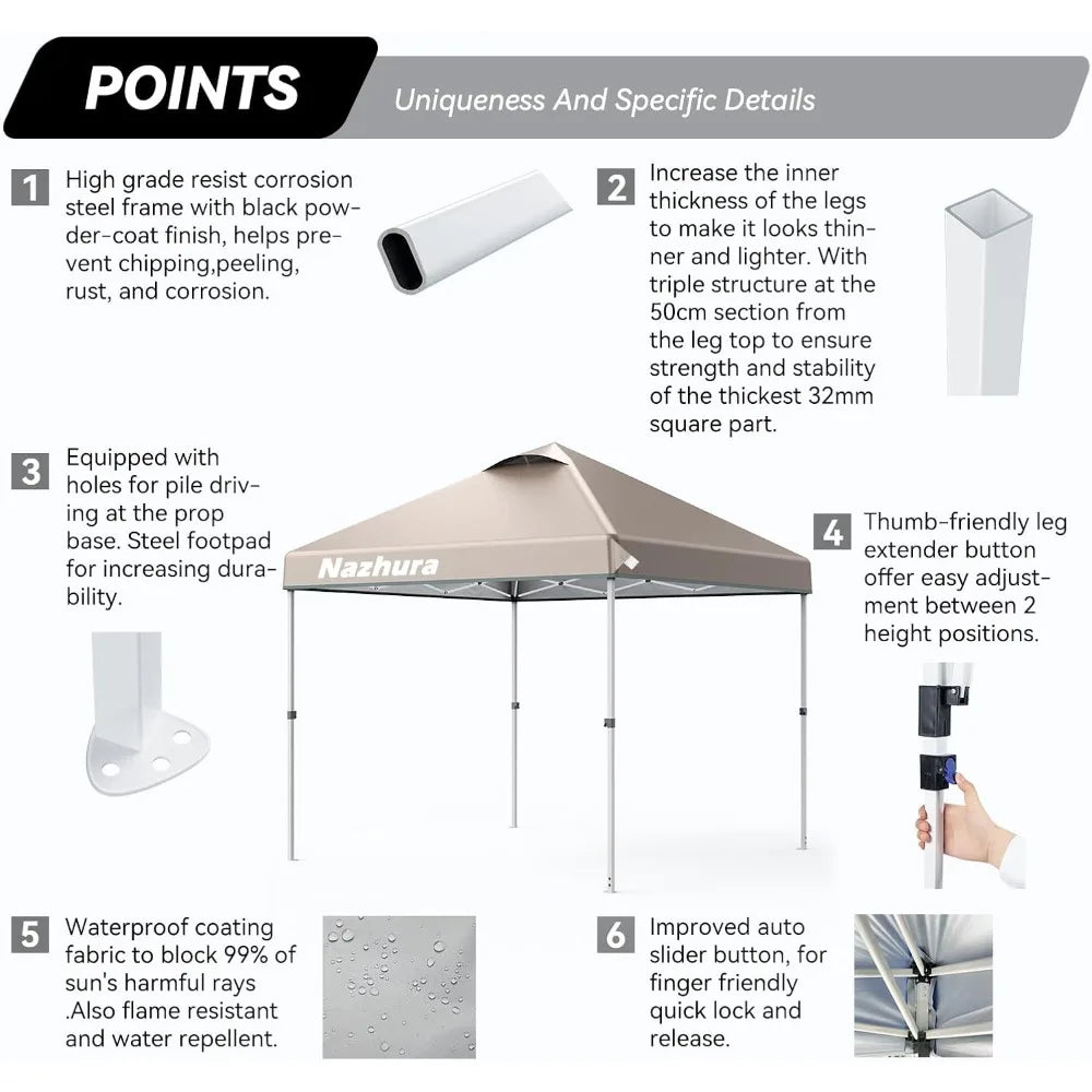 Pop Up Canopy Tent With Sand Weight Bag For Easy One Person Setup