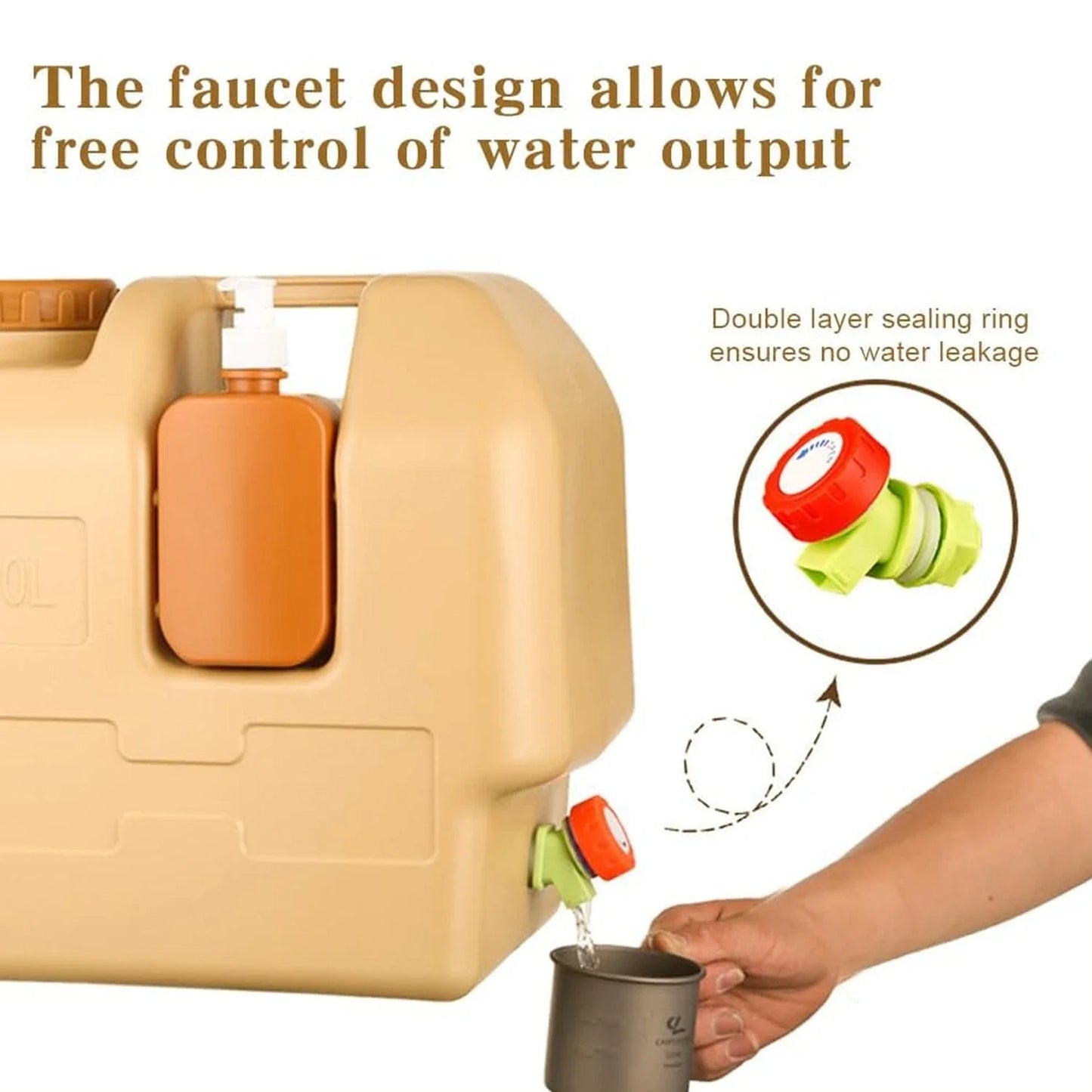 Portable Emergency Water Container With Spigot For Outdoor Camping