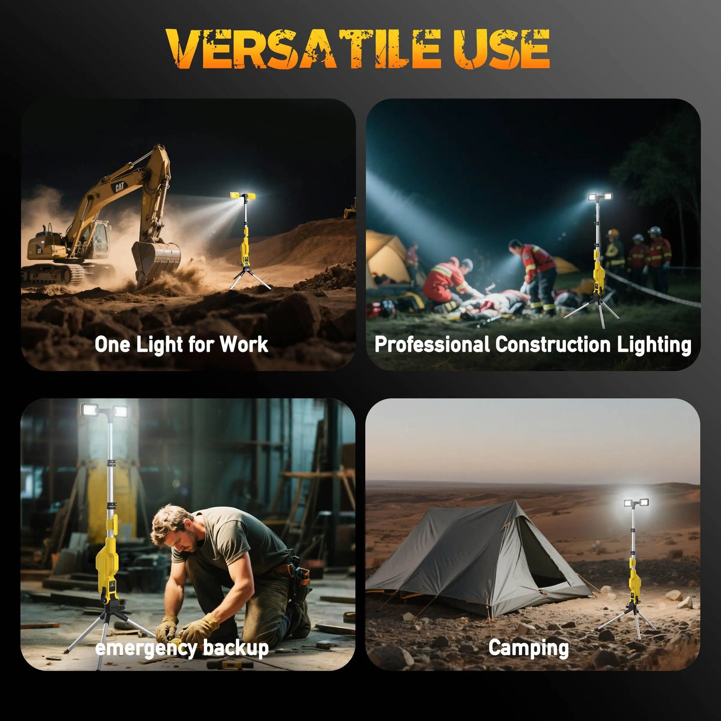 LED Work Light 80000LM Rechargeable With Power Bank IP65 Waterproof