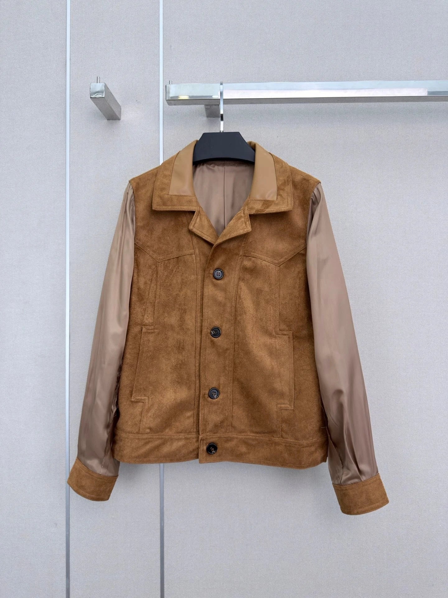 Women's Leather Long Sleeve Lapel Button Jacket Autumn Winter