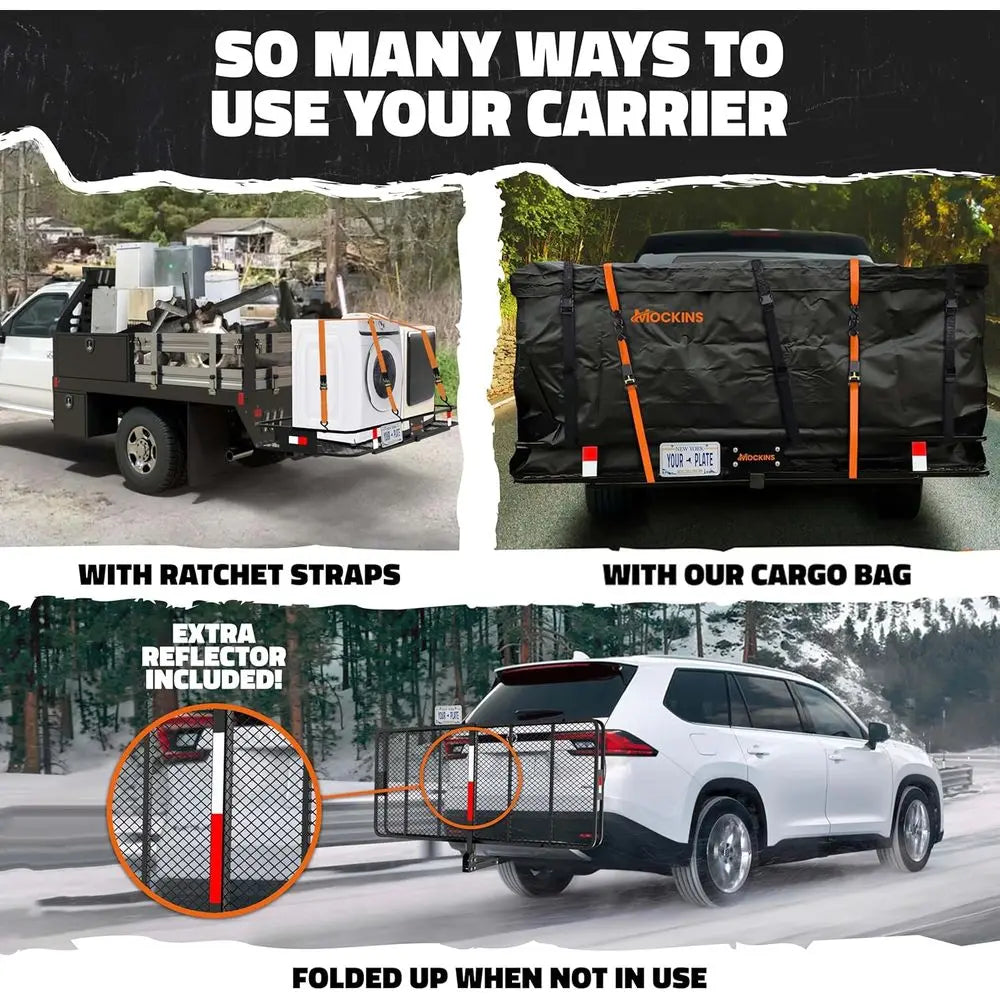 Folding Trailer Hitch Cargo Carrier 2 Inch Receiver 500 Lb