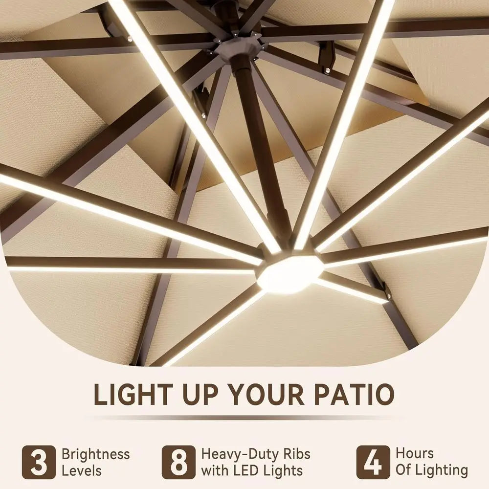 Cantilever Patio Umbrella With Base Included, 360 Rotation