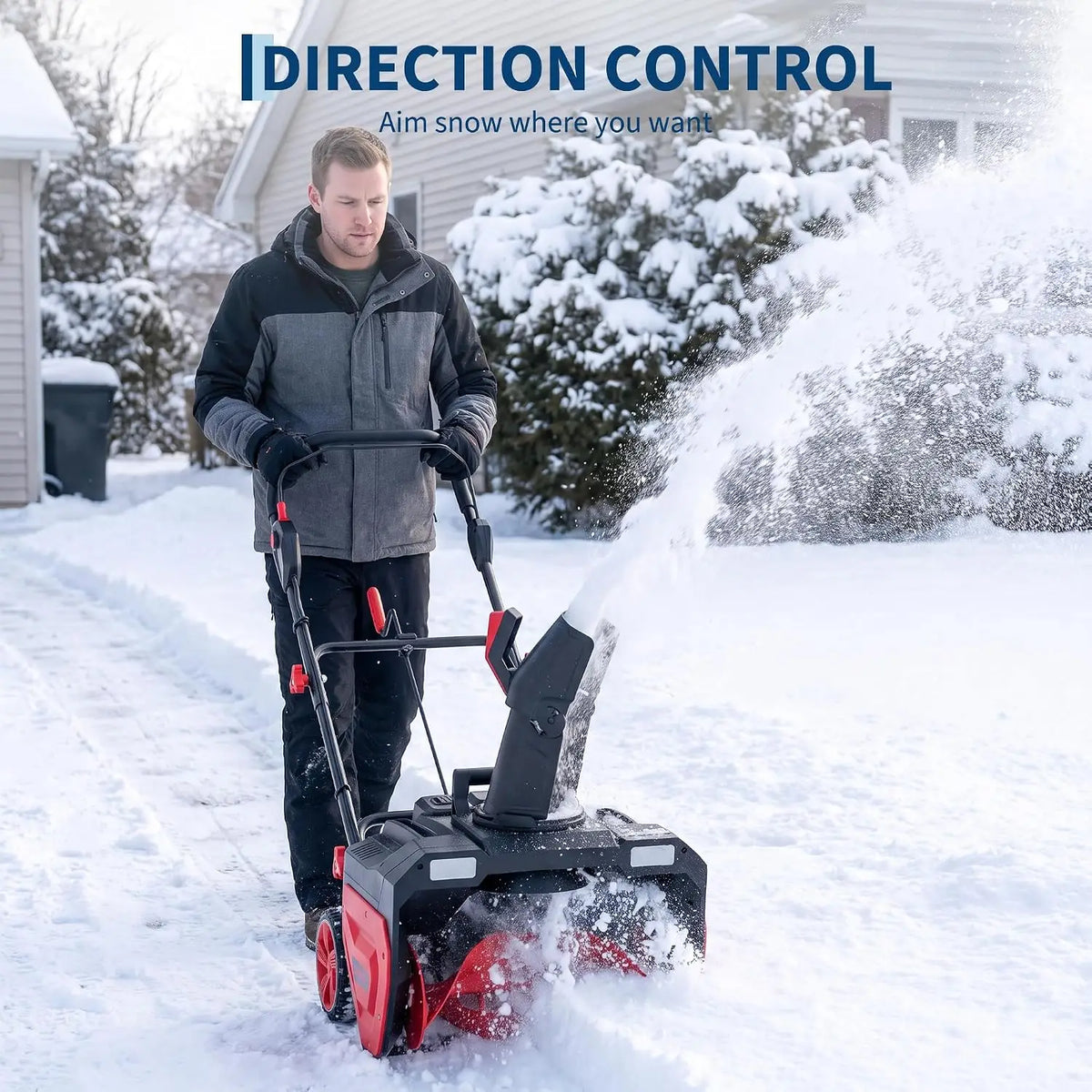 HiMISS Cordless Brushless Snow Blower With Dual LED Lights