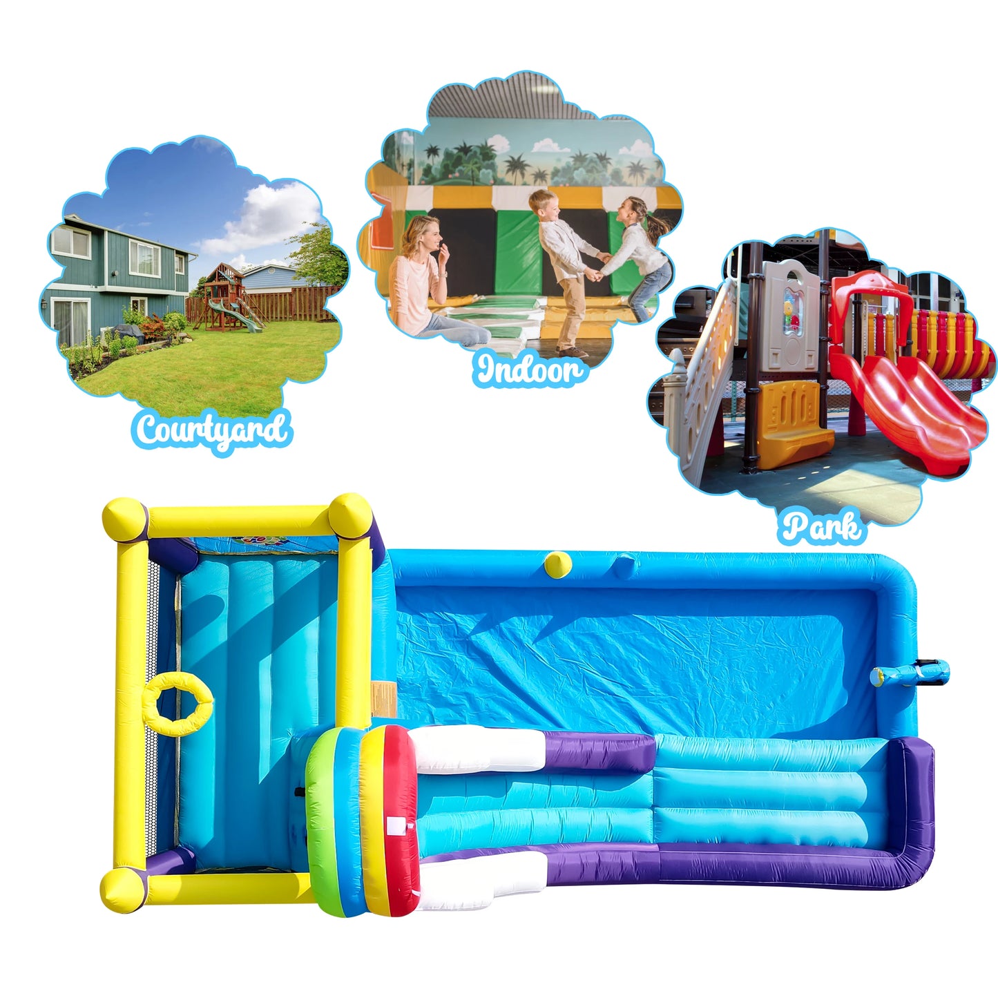RTS Inflatable Water Slide With Splash Pool For Kids Backyard Party