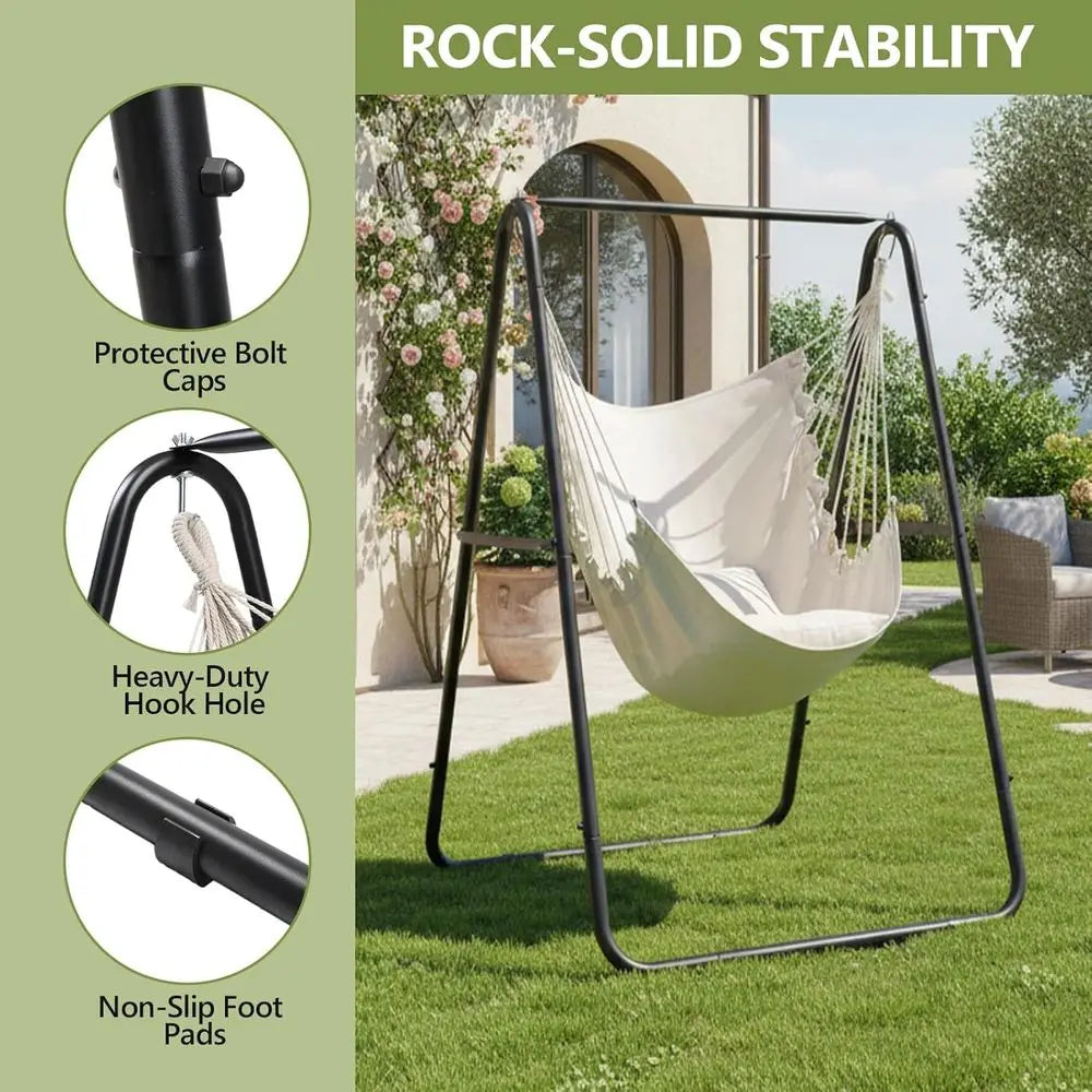 600lbs Heavy Duty Hammock Chair With Stand And Pillows