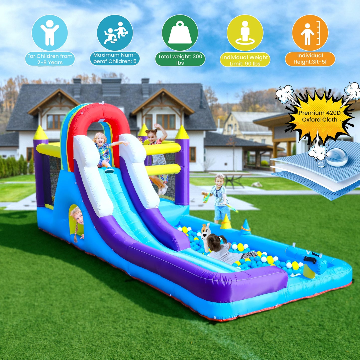 RTS Inflatable Water Slide With Splash Pool For Kids Backyard Party