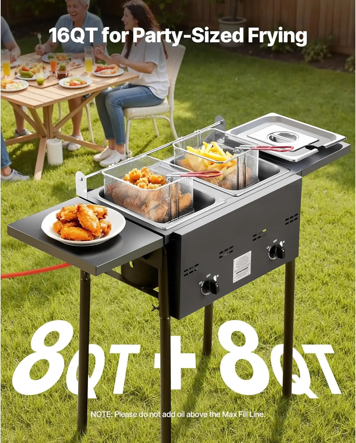 Outdoor Propane Deep Fryer With Double Burners Stainless Steel