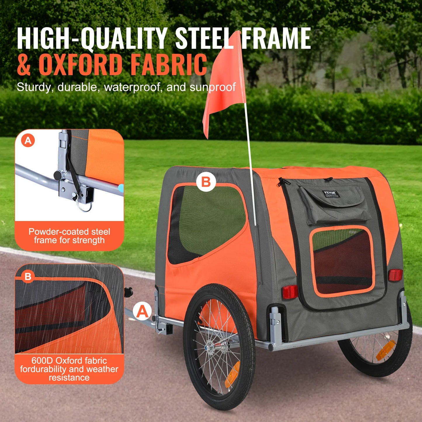 SucceBuy Dog Bike Trailer Pet Cart with Folding Frame