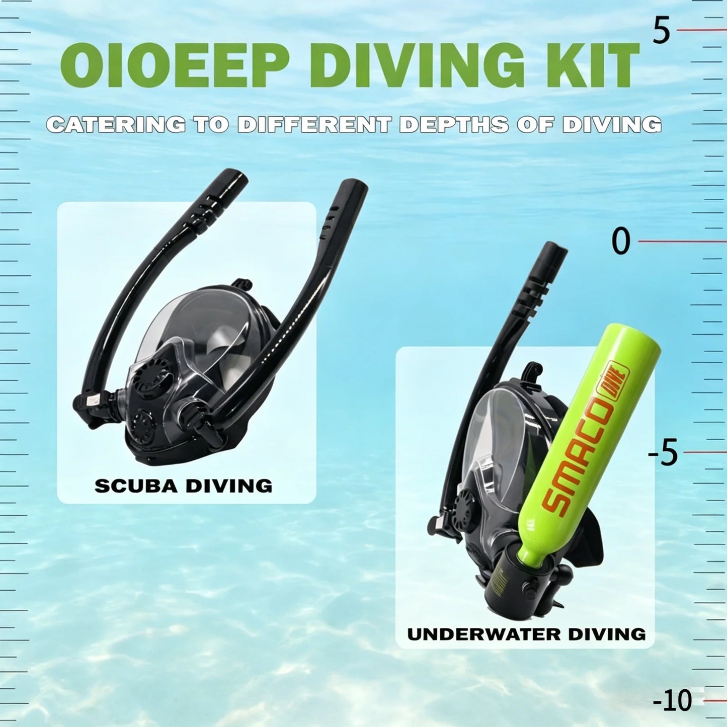 Smaco S300 0.5L Scuba Tank Snorkel Mask Portable Diving Gear