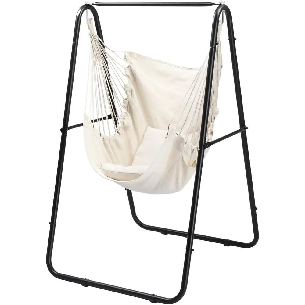 600lbs Heavy Duty Hammock Chair With Stand And Pillows