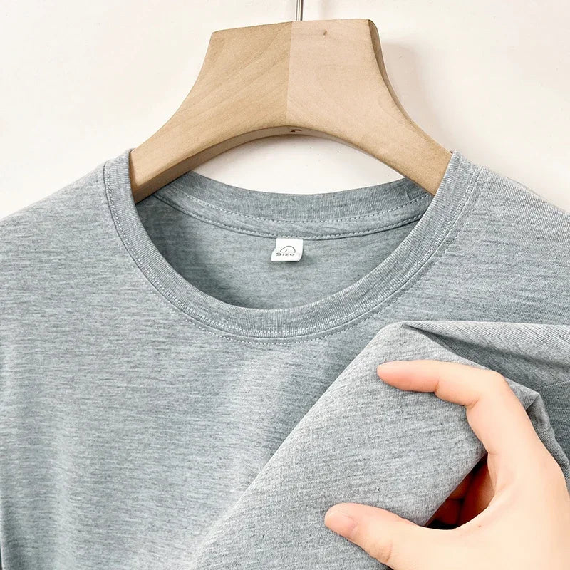 Men's Korean Casual Cotton Short Sleeve Round Neck T Shirt