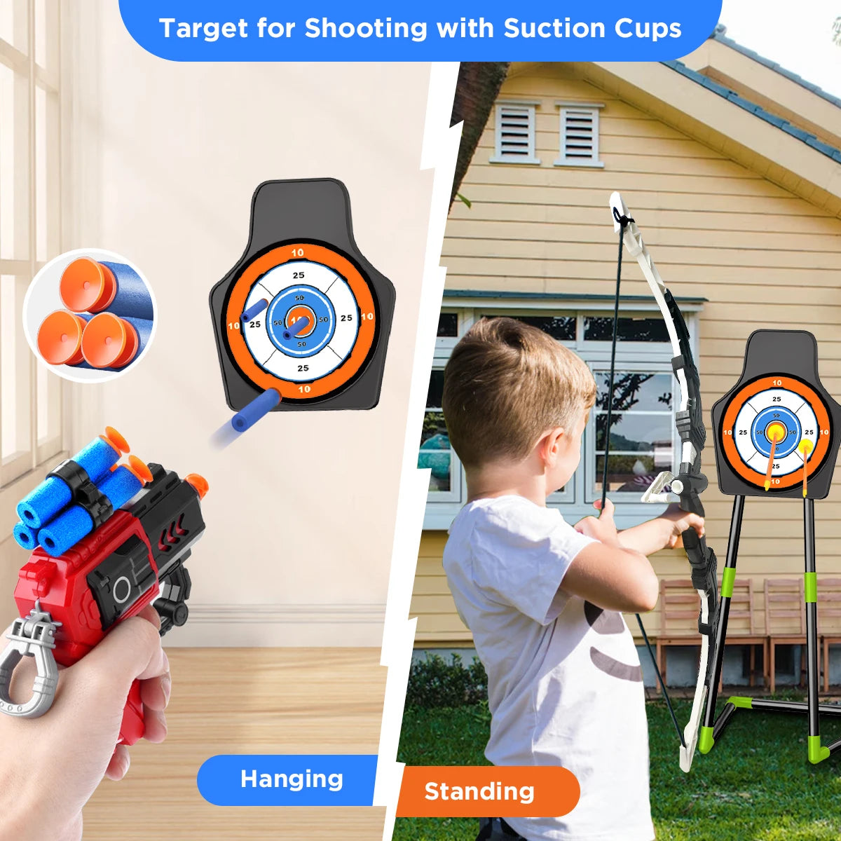 VATOS Bow And Arrow Toy Set For Kids Outdoor Archery Game