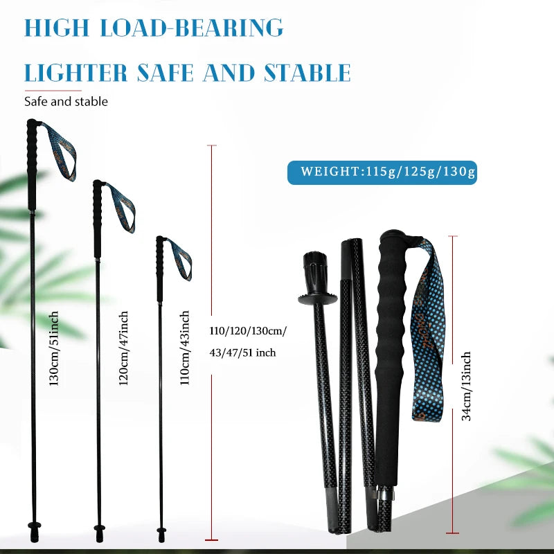 OKHEALING Pure Carbon Fiber Hiking Sticks 2 Pack Telescopic Poles