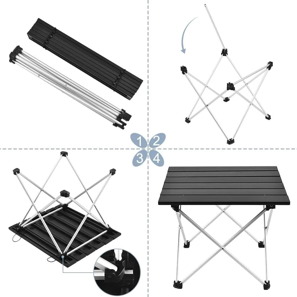 XIUWO Portable Folding Camping Table Aluminum Lightweight Outdoor Picnic