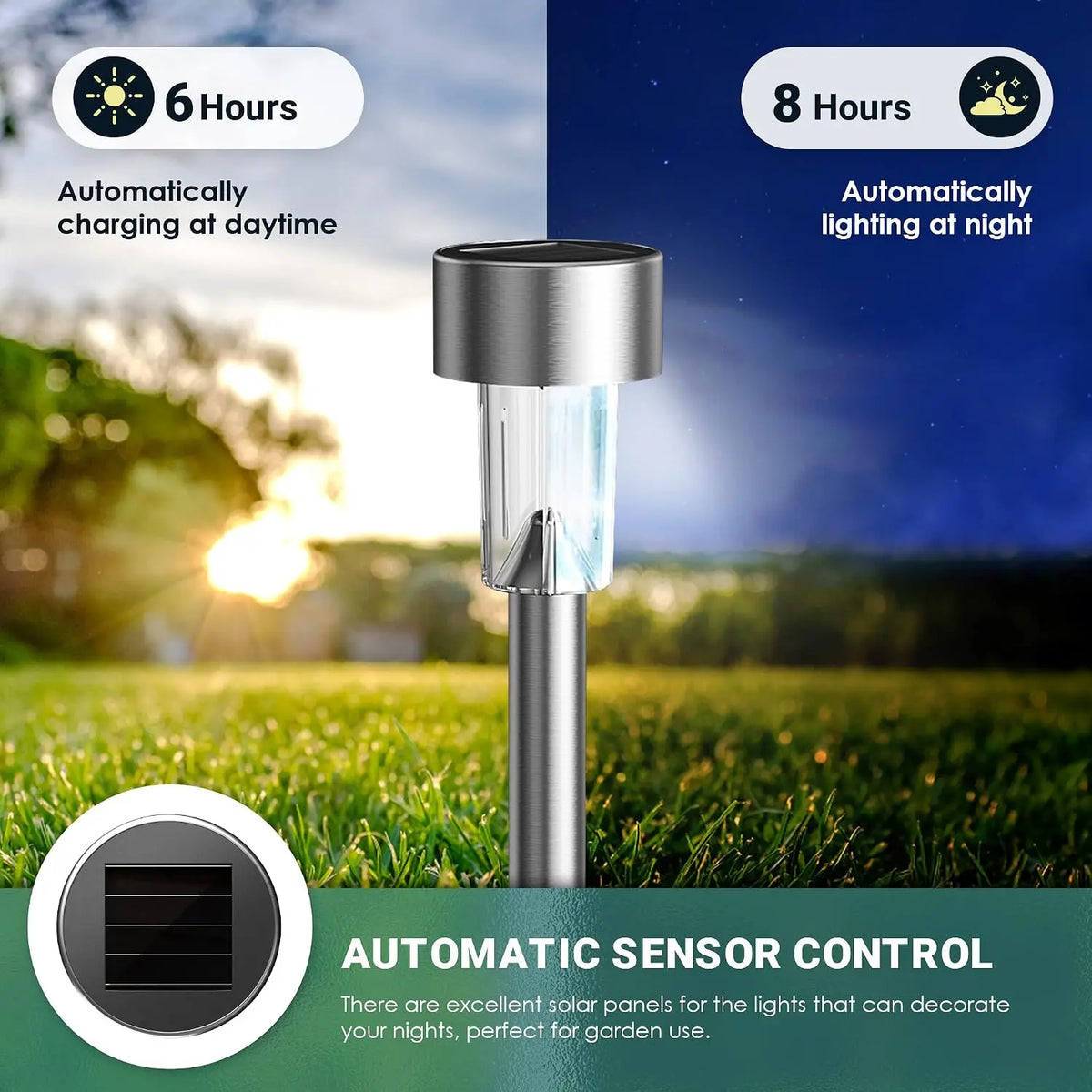 Stainless Steel Solar Garden Lights Waterproof Outdoor LED Pathway Lamps
