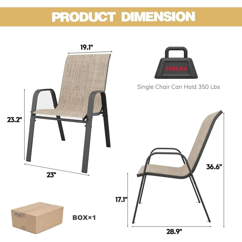 Outdoor Patio Dining Chairs Set Of 6 Stackable All Weather 350lb