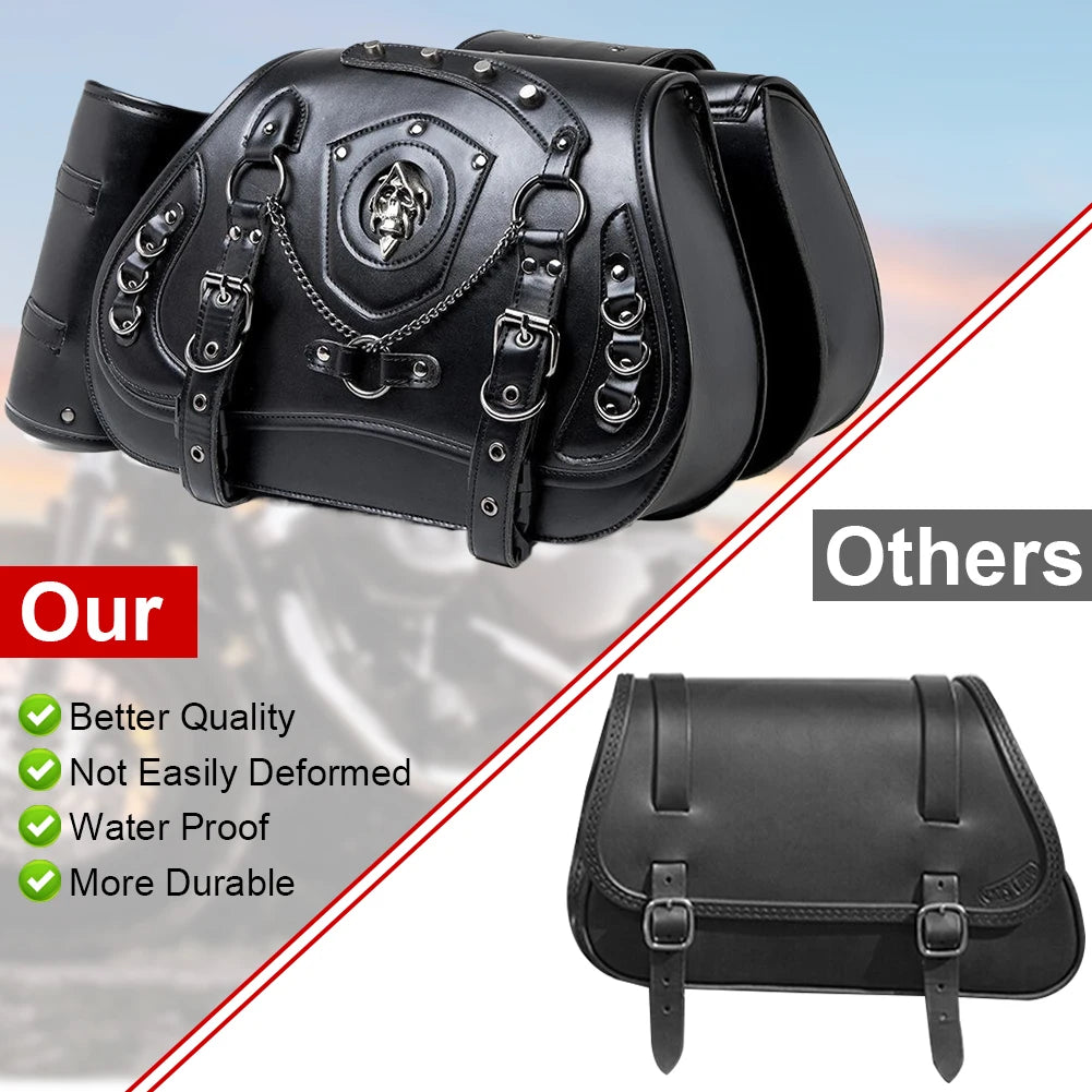 ALLOYSEED Motorcycle Saddle Bags Pair Waterproof Retro Punk Locomotive